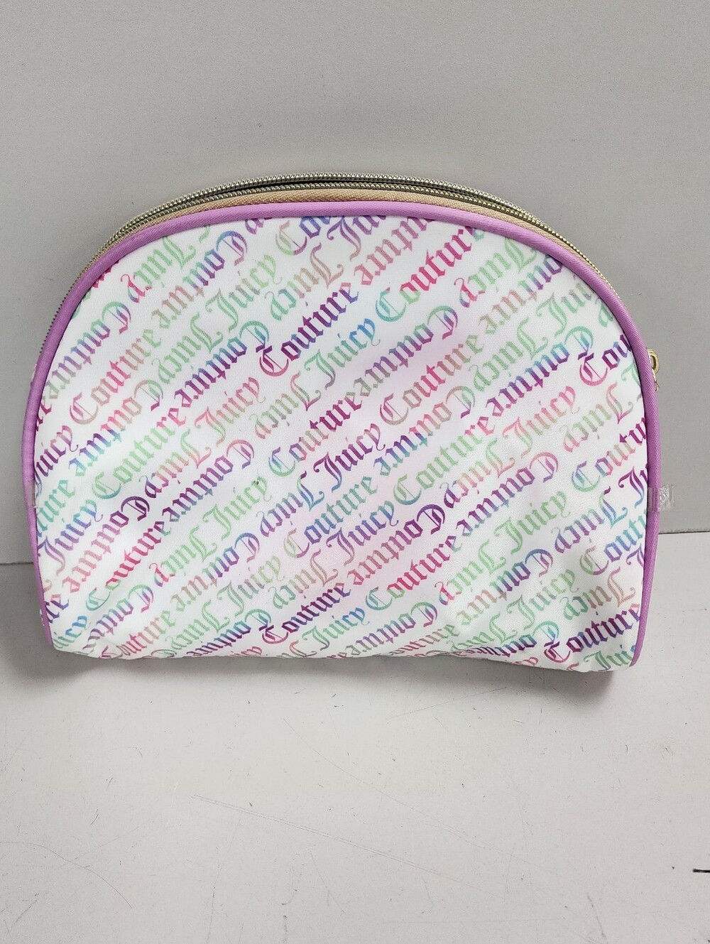 Juicy Couture Multicolor Logo Cosmetic Pouch with Pink Trim